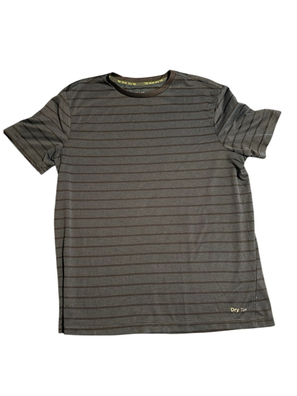 tek gear Men's Short Sleeve Crew Tee - Charcoal with Subtle Black Stripes